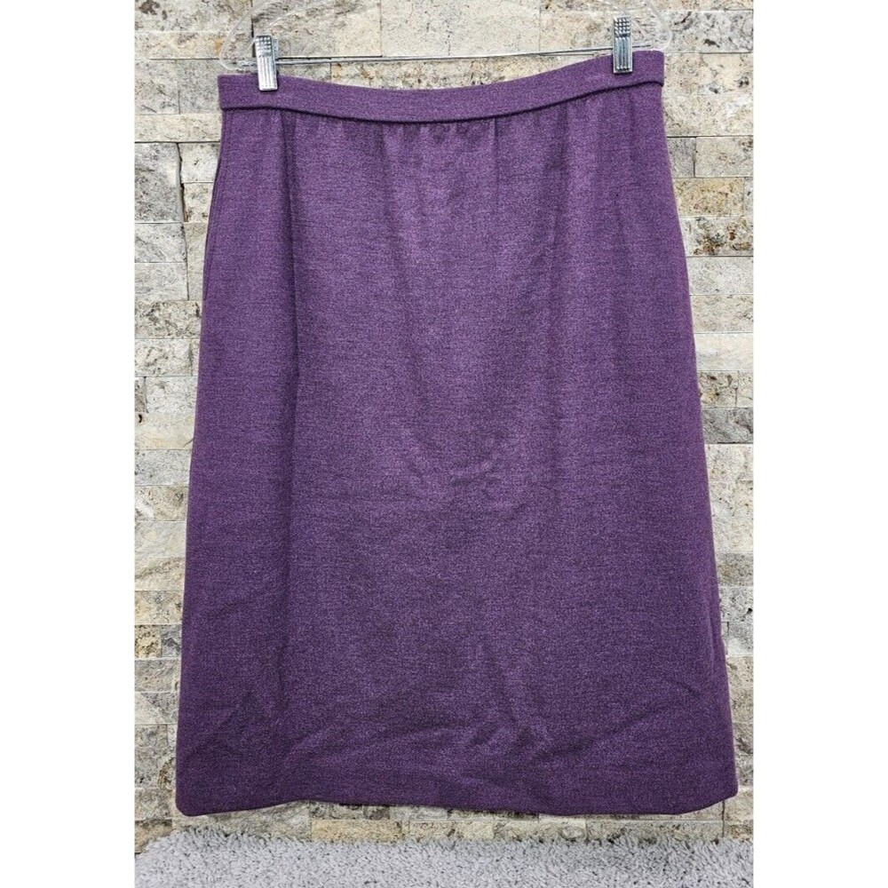 Bleyle Purple Virgin Wool Skirt Vintage 80s German Knitwear Career NOS FLAW